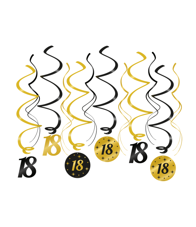 Feestbazaar Classy Party Swirls 18 Jaar (12st)