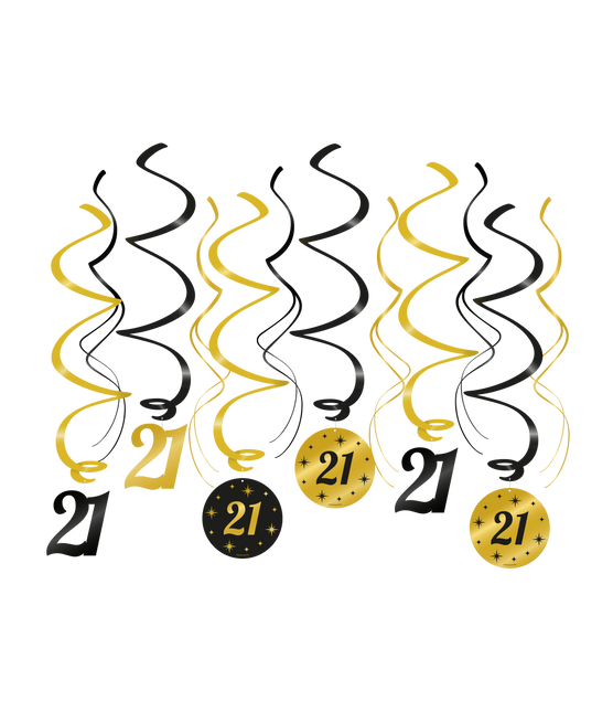 Feestbazaar Classy Party Swirls 21 Jaar (12st)