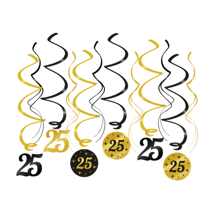 Feestbazaar Classy Party Swirls 25 Jaar (12st)