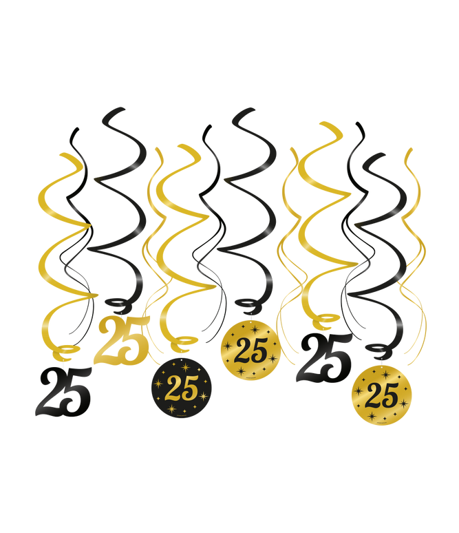 Feestbazaar Classy Party Swirls 25 Jaar (12st)
