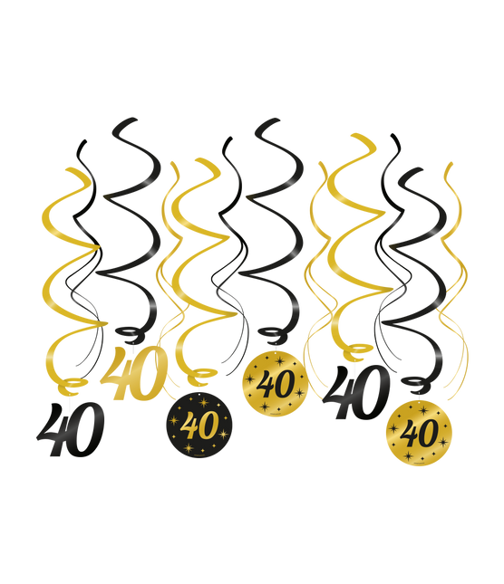 Feestbazaar Classy Party Swirls 40 Jaar (12st)