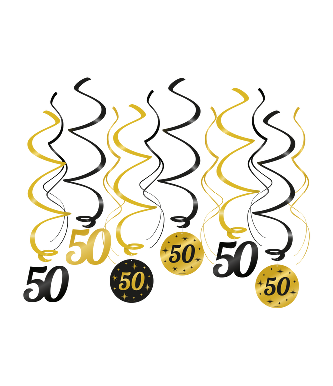 Feestbazaar Classy Party Swirls 50 Jaar (12st)