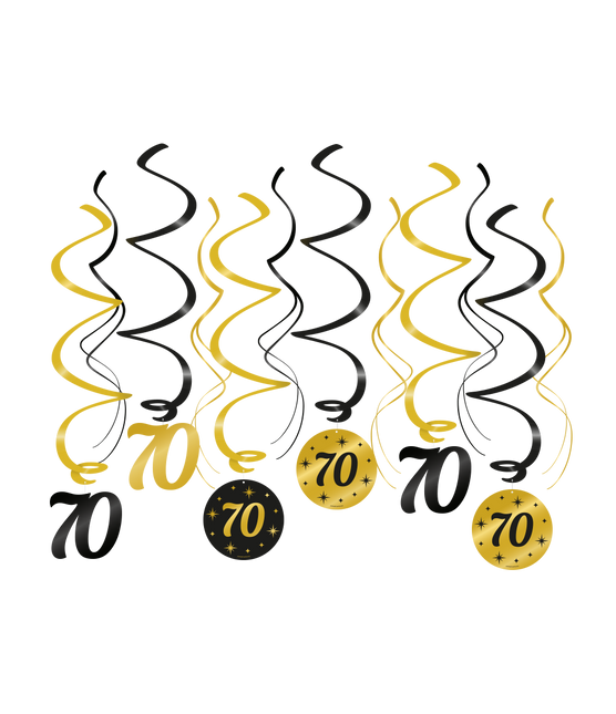 Feestbazaar Classy Party Swirls 70 Jaar (12st)