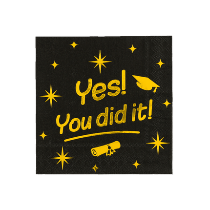 Feestbazaar Classy Servetten Yes You Did It Zwart/Goud (16st)