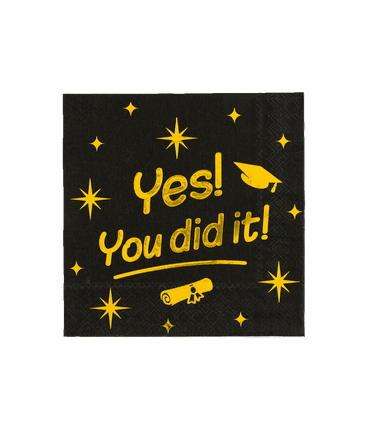 Feestbazaar Classy Servetten Yes You Did It Zwart/Goud (16st)