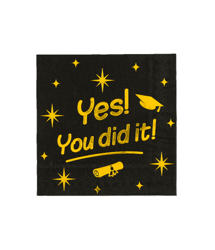 Feestbazaar Classy Servetten Yes You Did It Zwart/Goud (16st)