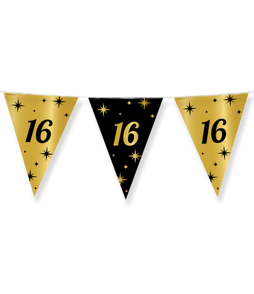 Feestbazaar Classy Vlaggenlijn 16 Jaar Zwart/Goud (10m)