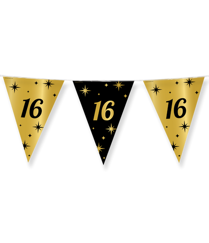Feestbazaar Classy Vlaggenlijn 16 Jaar Zwart/Goud (10m)