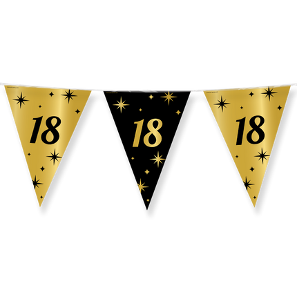 Feestbazaar Classy Vlaggenlijn 18 Jaar Zwart/Goud (10m)