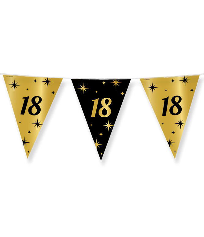 Feestbazaar Classy Vlaggenlijn 18 Jaar Zwart/Goud (10m)