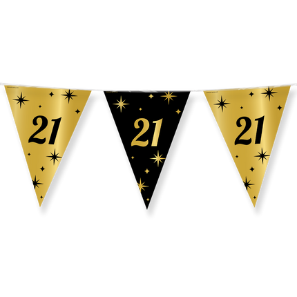 Feestbazaar Classy Vlaggenlijn 21 Jaar Zwart/Goud (10m)