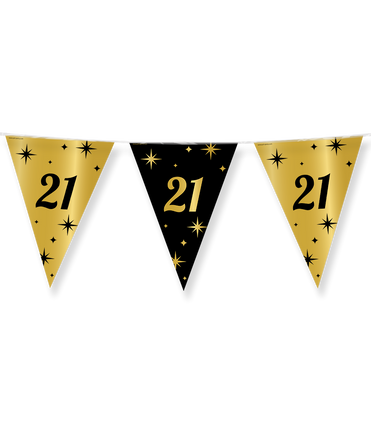 Feestbazaar Classy Vlaggenlijn 21 Jaar Zwart/Goud (10m)