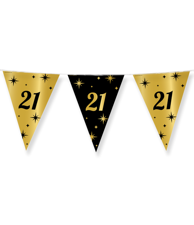 Feestbazaar Classy Vlaggenlijn 21 Jaar Zwart/Goud (10m)