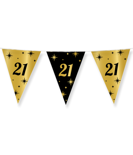 Feestbazaar Classy Vlaggenlijn 21 Jaar Zwart/Goud (10m)