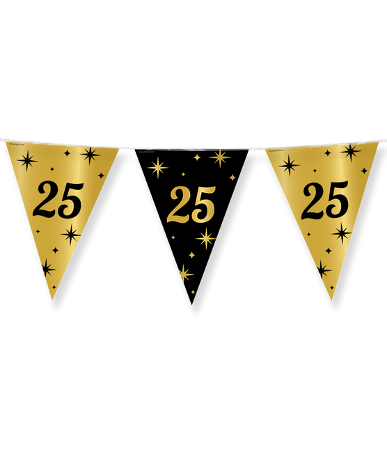 Feestbazaar Classy Vlaggenlijn 25 Jaar Zwart/Goud (10m)