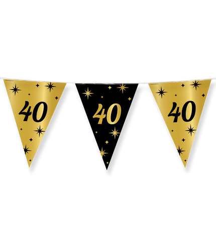 Feestbazaar Classy Vlaggenlijn 40 Jaar Zwart/Goud (10m)