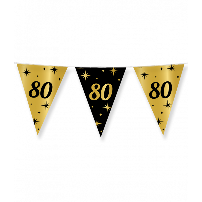 Feestbazaar Classy Vlaggenlijn 80 Jaar Zwart/Goud (10m)