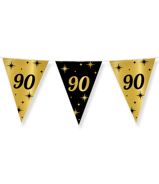 Feestbazaar Classy Vlaggenlijn 90 Jaar Zwart/Goud (10m)