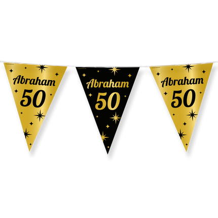 Feestbazaar Classy Vlaggenlijn Abraham 50 Jaar Zwart/Goud (10m)