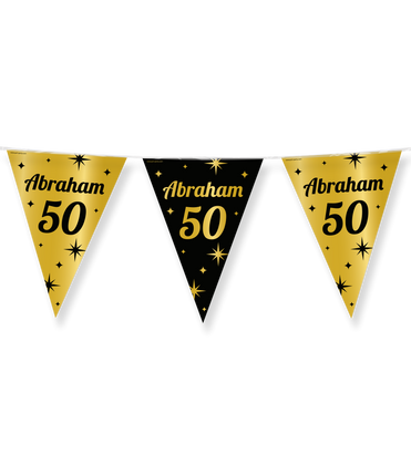Feestbazaar Classy Vlaggenlijn Abraham 50 Jaar Zwart/Goud (10m)