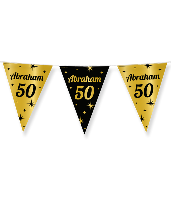 Feestbazaar Classy Vlaggenlijn Abraham 50 Jaar Zwart/Goud (10m)