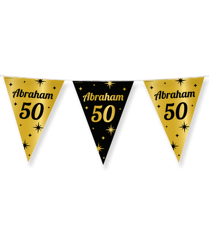 Feestbazaar Classy Vlaggenlijn Abraham 50 Jaar Zwart/Goud (10m)