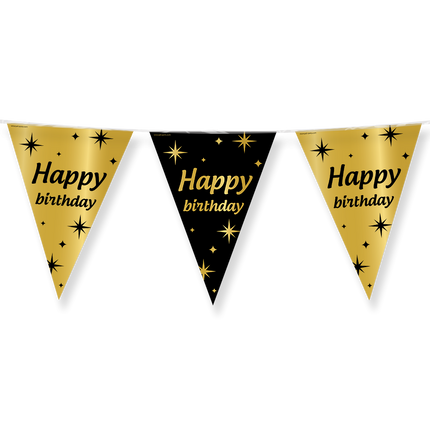 Feestbazaar Classy Vlaggenlijn Happy Birthday Zwart/Goud (10m)