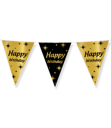 Feestbazaar Classy Vlaggenlijn Happy Birthday Zwart/Goud (10m)
