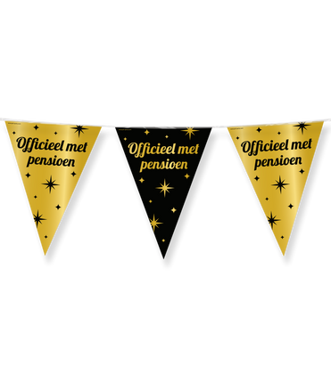 Feestbazaar Classy Vlaggenlijn Pensioen Zwart/Goud (10m)