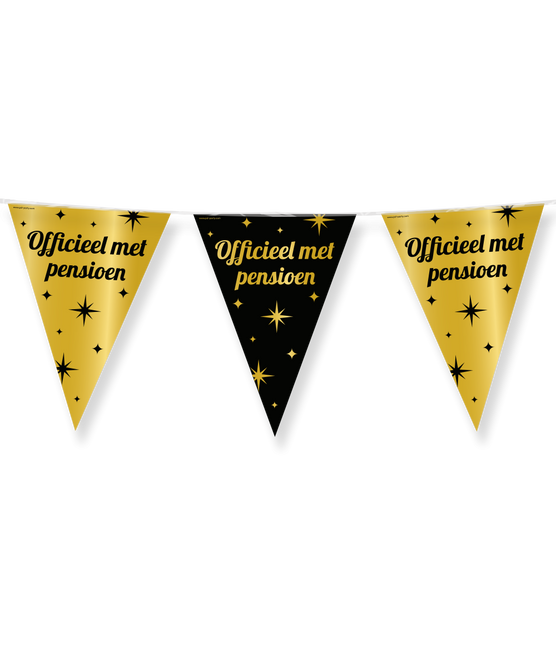 Feestbazaar Classy Vlaggenlijn Pensioen Zwart/Goud (10m)