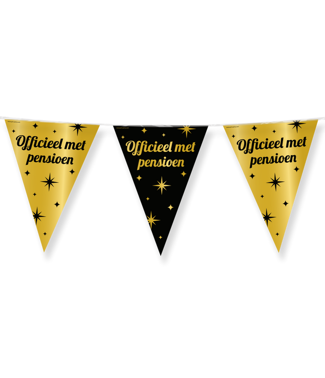 Feestbazaar Classy Vlaggenlijn Pensioen Zwart/Goud (10m)