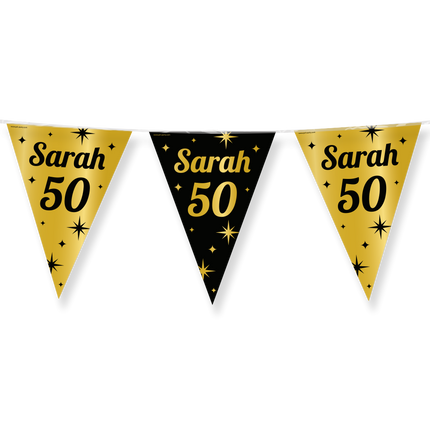 Feestbazaar Classy Vlaggenlijn Sarah 50 jaar Zwart/Goud (10m)