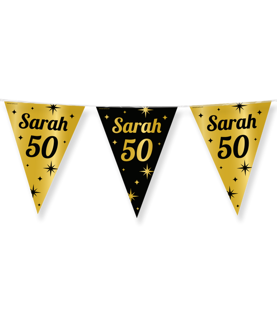 Feestbazaar Classy Vlaggenlijn Sarah 50 jaar Zwart/Goud (10m)