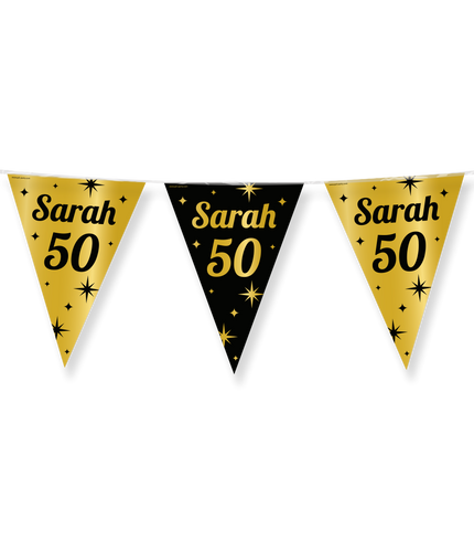 Feestbazaar Classy Vlaggenlijn Sarah 50 jaar Zwart/Goud (10m)