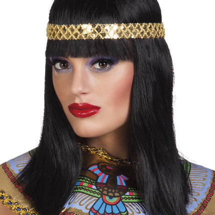 Feestbazaar Cleopatra Pruik Met Hoofdband Zwart