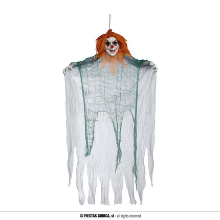 Feestbazaar Clown Hanger Halloween met Oranje haar 120cm