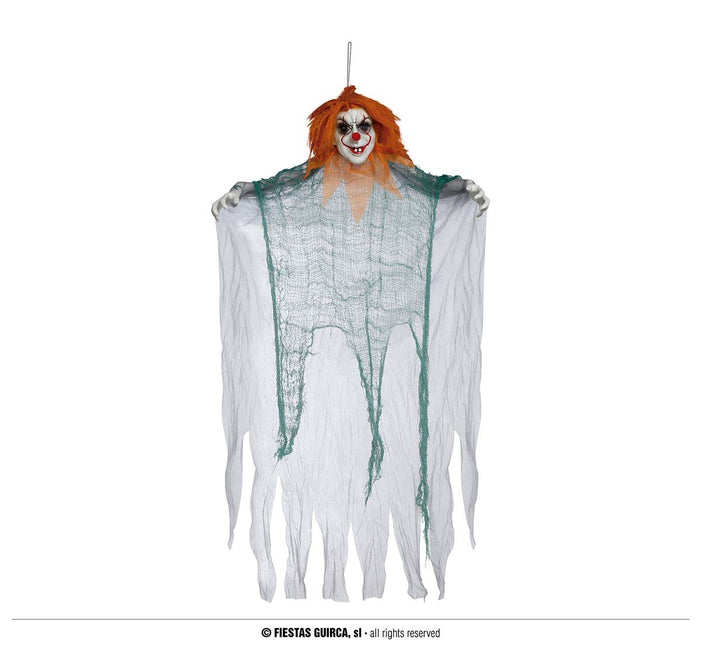 Feestbazaar Clown Hanger Halloween met Oranje haar 120cm