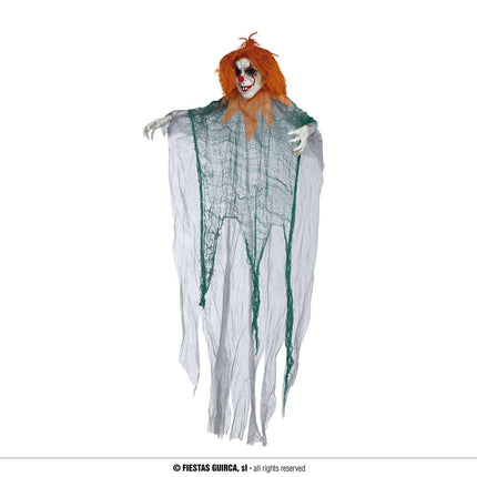 Feestbazaar Clown Hanger Halloween met Oranje haar 120cm