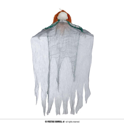 Feestbazaar Clown Hanger Halloween met Oranje haar 120cm