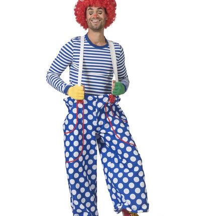 Feestbazaar Clownsbroek Blauw/Wit Gestippeld