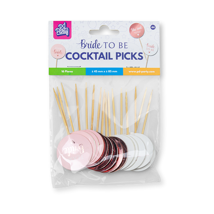 Feestbazaar Cocktail Prikkers 'Bride to be' Blush roze (50st)