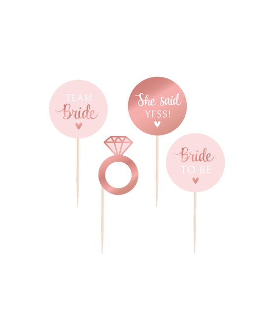Feestbazaar Cocktail Prikkers 'Bride to be' Blush roze (50st)