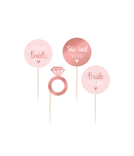 Feestbazaar Cocktail Prikkers 'Bride to be' Blush roze (50st)