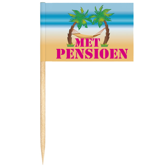 Feestbazaar Cocktail Prikkers 'Met Pensioen' Palmboom (24st)