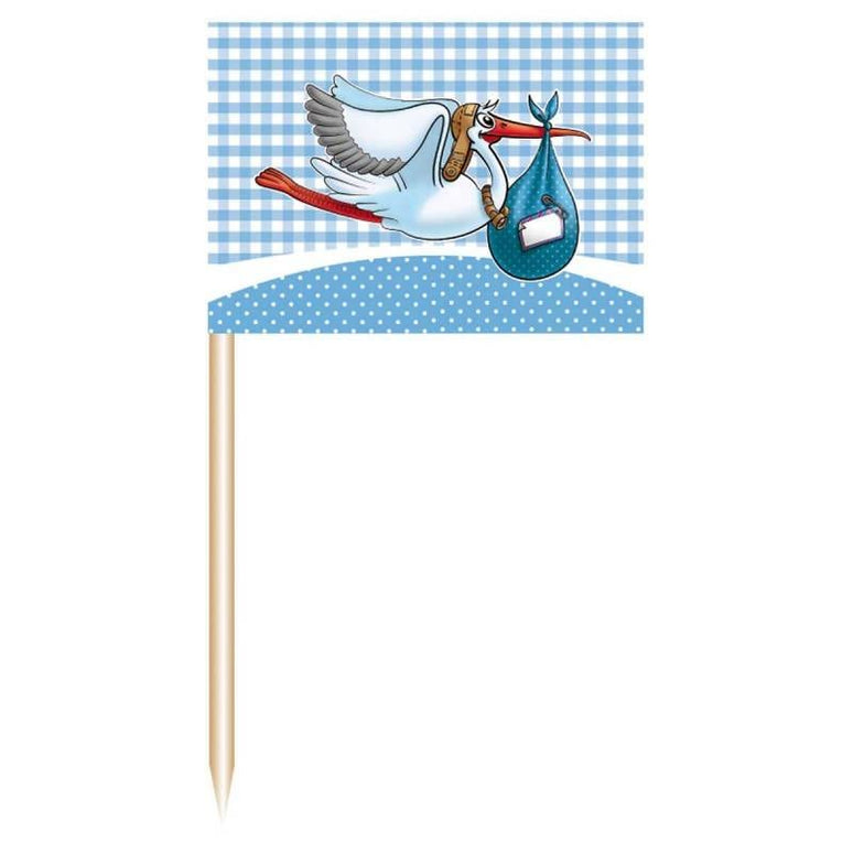 Feestbazaar Cocktailprikker geboorte jongen (50 st)