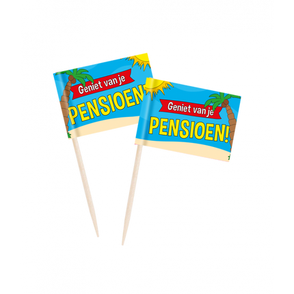 Feestbazaar Cocktailprikkers Pensioen Cartoon (50st)