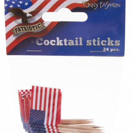 Feestbazaar Cocktailprikkers USA Amerika - 24 Stuks