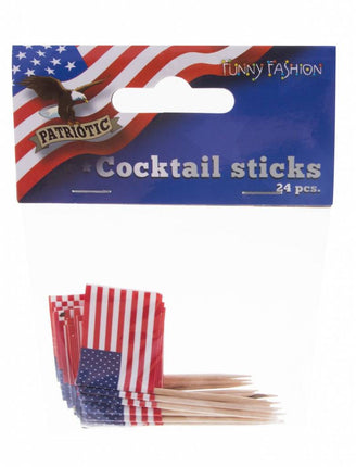 Feestbazaar Cocktailprikkers USA Amerika - 24 Stuks