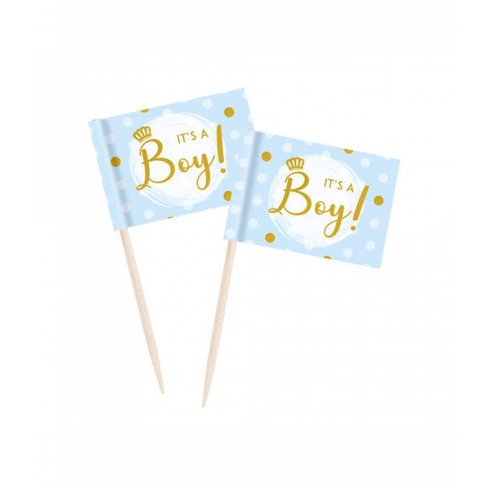 Feestbazaar Cocktailprikkers Vlaggetjes - It's A Boy (50st)