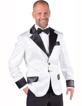 Feestbazaar Colbert man glitter wit